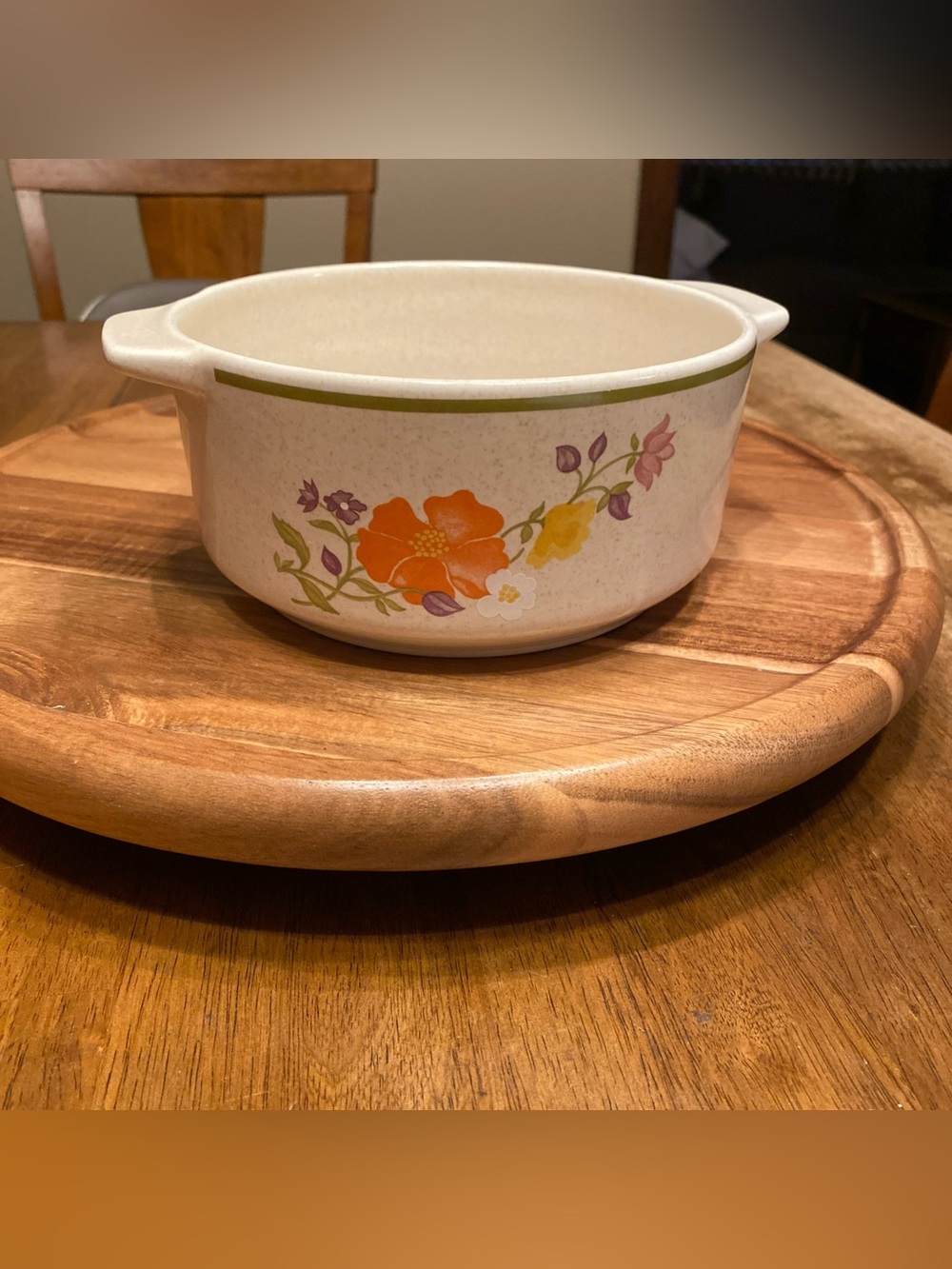 Vintage Lenox Temper-Ware Summer Wind Serving Bowl 7” Round Two Handles No Lid